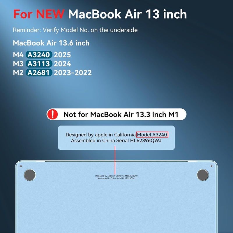 BlueSwan Anti-Cracking Hard Shell Case Compatible with MacBook Air 13 inch M4 M3 M2 2026 2025-2022 A3240 A3113 A2681, Drop Protection Soft TPU Bumper PC Base for Air 13.6 inch, Frosted Clear - Image 5